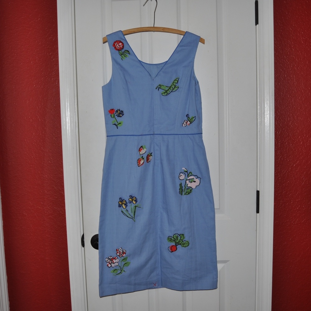 New BODEN Blue Embroidered Fruity Fun Dress [D7] - Picture 4 of 8